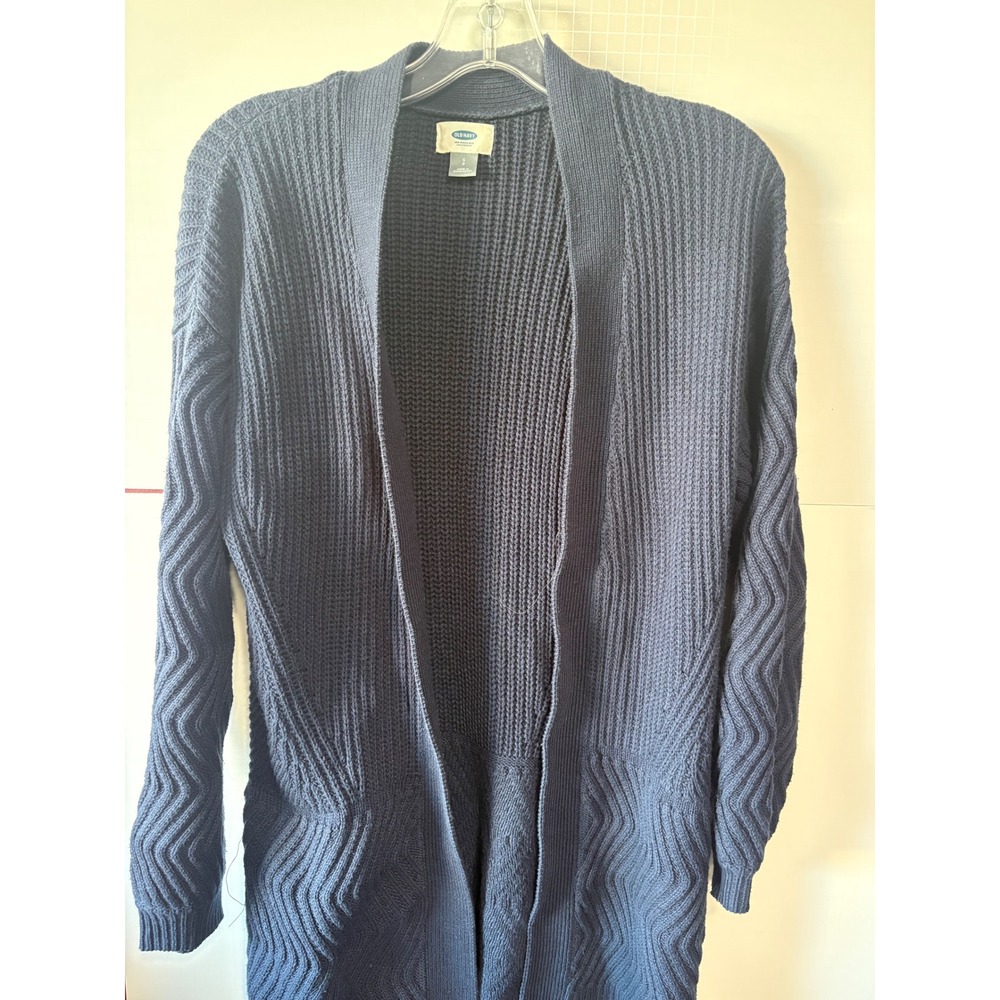 Old Navy Womens Navy Blue Chunky Shaker Knit Open Front Cardigan Sweater Small